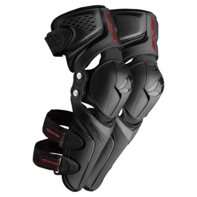 EVS Epic Adult CE Knee Guards Black Pair MX Motocross Off-Road