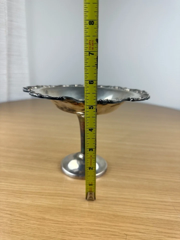 VTG WALLACE ROYAL ROSE SILVER COMPOTE TAZZA FOOTED TRAY Victorian Home Decor - Image 3 of 4
