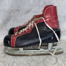 Vintage Cambridge Hockey Ice Skates Home Decor Red Black