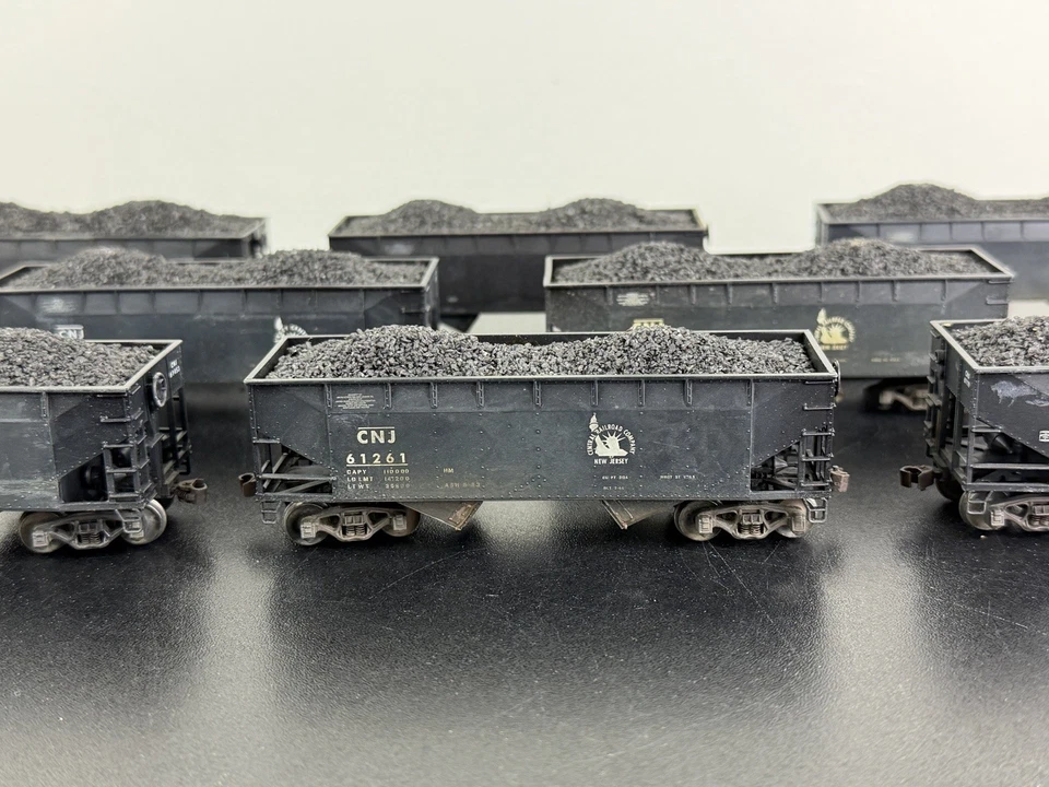 Lote de 9 autos Stewart Jersey Central NJ Die-Cast 4 bahías con carga de carbón #61261 Foto 3 de 4