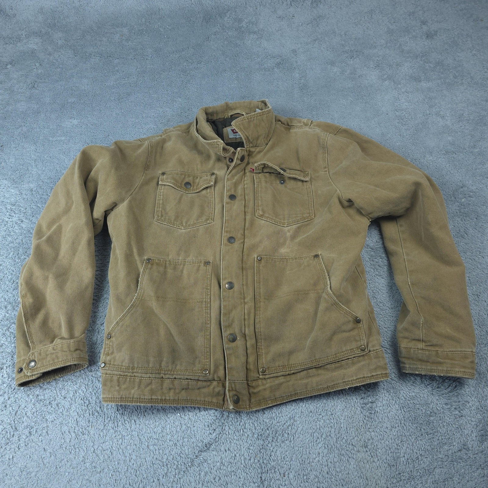 Levis Military Jacket Mens Medium Brown Canvas Quilted Lined Workwear LM7RC160