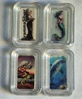 🔥 Lot of 4 Naples 1 Gram Colorized .999 Silver Bars 🧜 Dolphin 🤠🐊 Gramma