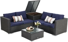 Outdoor Furniture Patio Conversation Set Sectional Couch Sofa with Storage Box