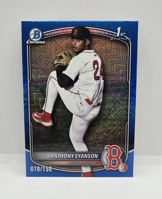 /150 ANTHONY EYANSON 1ST 2025 BOWMAN DRAFT #BDC-116 BLUE MOJO REFRACTOR! RED SOX
