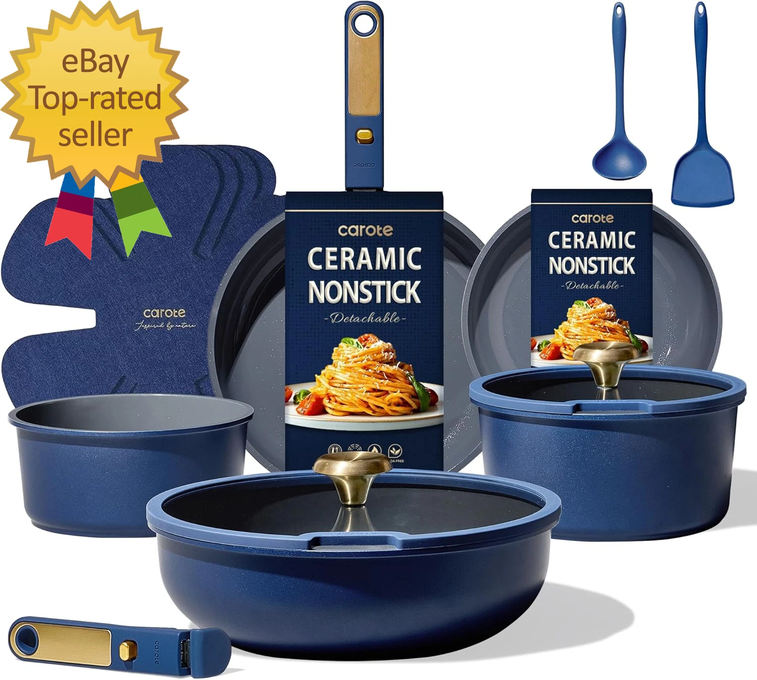 Ceramic Cookware Set Non Toxic PFAS Free 15Pcs Pots and Pans Set Non Stick
Opens in a new window or