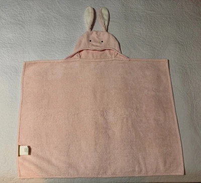 Pottery Barn Kids Pink Bunny Hooded 100% Cotton Bath towel  35 X 30 - Image 1 of 4