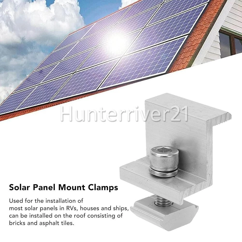 10pcs 35mm Solar Panel Rail Bracket Mounting Aluminium Alloy Fixing End Clamp OZ