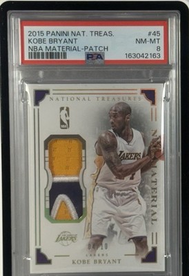 2015 Panini National Treasures Kobe BryantNBA Material Patch 4/10 PSA 8