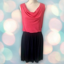 EXPRESS Women’s Y2K Stretchy Pink Black Sleeveless Cowl Neck Dress Size XS