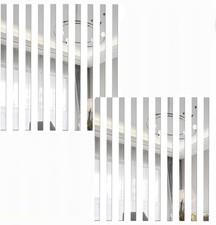 20 Pcs Silver Mirror Wall Stickers Striped Design Art Tile Decal DIY Self Adhesi