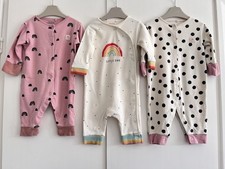 Baby Girls NEXT 3-6 Months Footless Babygrow Sleepsuit Bundle Rainbows Spots