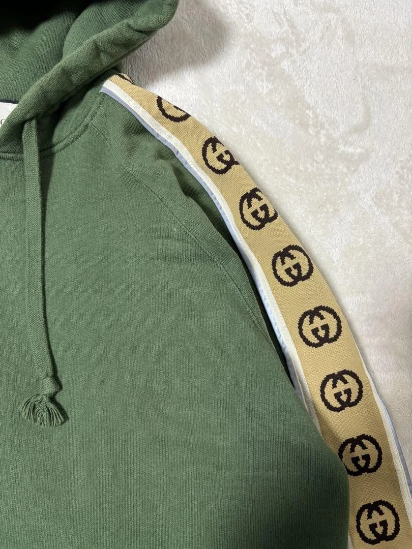 Felpa con cappuccio Gucci in jersey di cotone verde m3_0712
