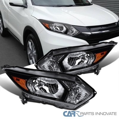 Fits 2016-2018 Honda HR-V HRV Pearl Black Headlights Head Lamps Left+Right 16-18