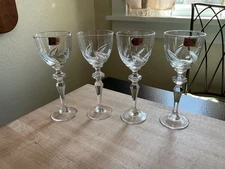 4 Neman Hand Cut Lead Crystal Sherry Glasses