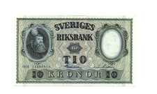 10 KRONOR  EXTRA FINE-  VERY FINE  BANKNOTE FROM  SWEDEN 1956  PICK-43