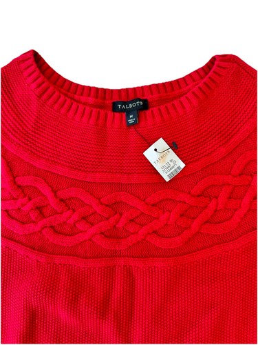 New women’sTalbots red sweater Size Medium Long Sleeve free shipping - Picture 3 of 5