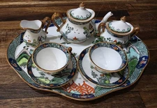 Vintage Crown Staffordshire "Ye Olde" Willow Miniature 10 Piece Tea Set England 