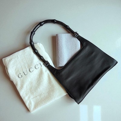 Gucci Handbag Bamboo Satin Calf Leather  Authentic