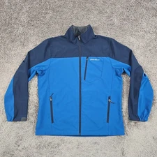 Eddie Bauer Jacket Mens Large L Blue Soft Shell Full Zip Lined Outdoors Pockets