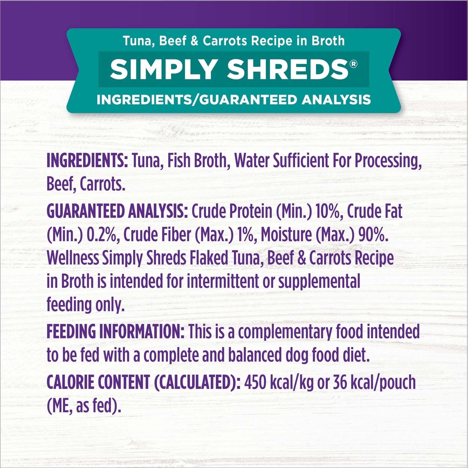 Wellness Bowl Boosters Simply Shreds Tuna Beef Carrots 12 Pack Dog Food Topper