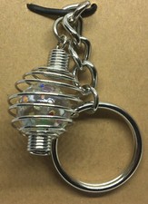 Handmade Retro 1.5" Cage Pendant Glass Marble Attached to 3" SS Keychain 1955