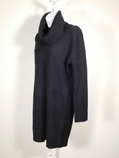 LULUS Women's Black Cowl Neck Ribbed Sweater Dress Sz M