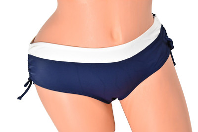 Women's Christin Michaels Rhea Navy Blue Hipster Bikini Bottoms M NWT