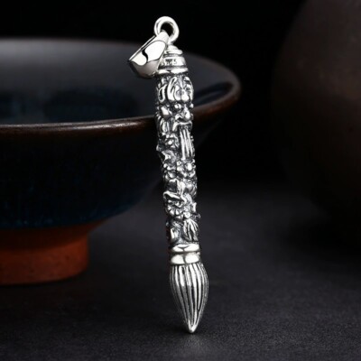 N07 Anhänger Pinsel mit Schutzgottheit Zhong Kui Sterling Silber 925