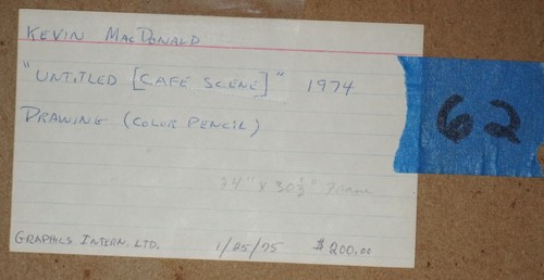 1975 US Colored Pencil Drawing Cafe Scene Kevin MacDonald (1947 - 2006) (PaR) - Picture 13 of 13