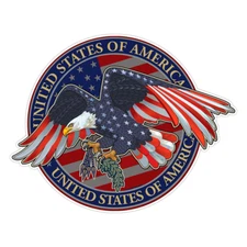 American Eagle with USA Flag Bumper Sticker Military Vinyl Soldier Decal 5"