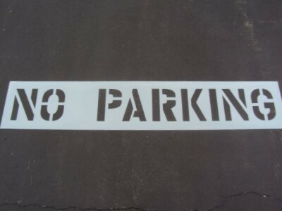 12'' NO PARKING Parking Lot Stencil 1/16'', LDPE 3'' Edges 2'' Spaces, Easy To Read