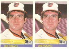 2 CARD 1984 DONRUSS JOE NOLAN BASEBALL CARD LOT #489
