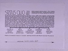 Status Quo 1982 Pete Frame Rock Family Tree Twig From The Archive