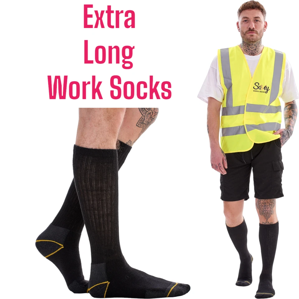 Mens Soxy 6 / 12 Pack Extra Long Quality Cotton Breathable Work Socks Heavy Duty