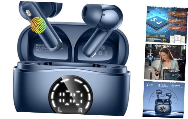 2024 Bluetooth 5.4 Wireless Earbuds with 4 ENC Noise Cancelling-image