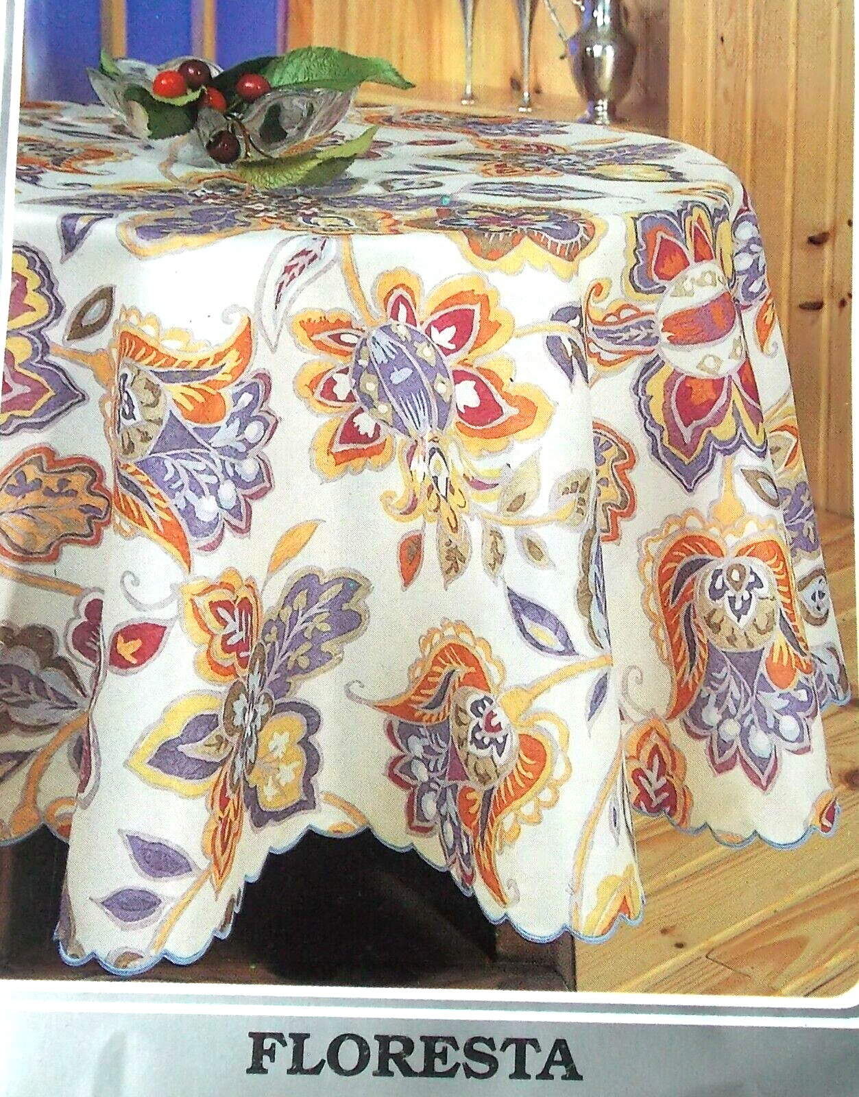 Nappe imprimée fleurie ronde 170cm Floresta en coton majoritaire