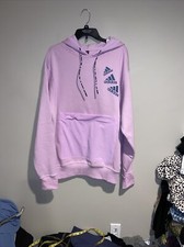Adidas Unisex Essentials Brandlove Hoodie Bliss Lilac Wonder large Pocket Sz Lg