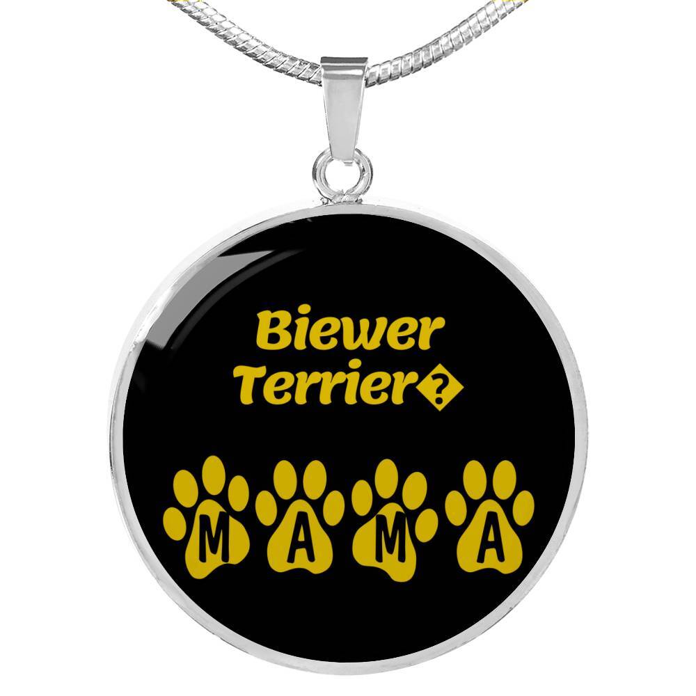 Biewer Terrier Mama Circle Necklace Stainless Steel or 18k Gold 18-22