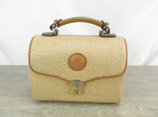 Handbag Lorenzo Vintage Small Woven Purse Tan Brown Leather Trim Shoulder