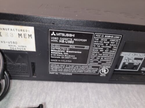Mitsubishi HS-U580 Hi-Fi Stereo Video Cassette Recorder VCR/VHS Player NO REMOTE - Picture 3 of 9