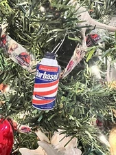 Mini Barbasol Shave Can Jurassic Park Christmas Ornament - 2” Tall.