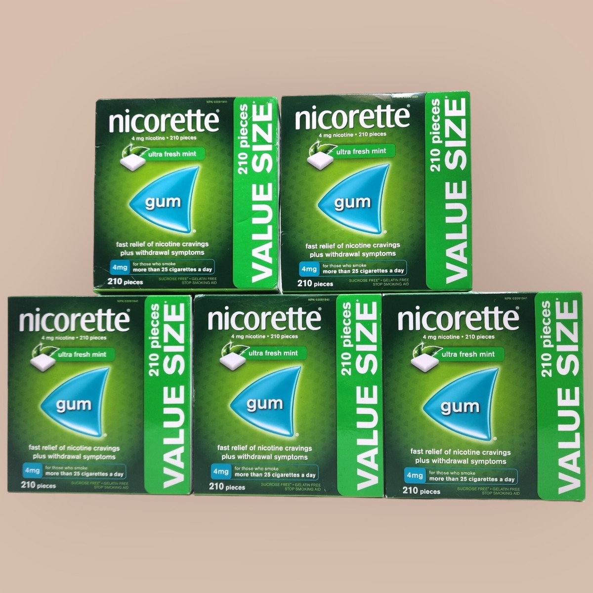 Nicorette Nicotine Gum 4mg 1050 Pieces Fresh Mint 5 or 10 Boxes Long EXP  2027