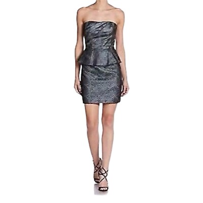 ABS by Allen Schwartz Metallic Jacquard Strapless Fitted Corset Dress Size 6