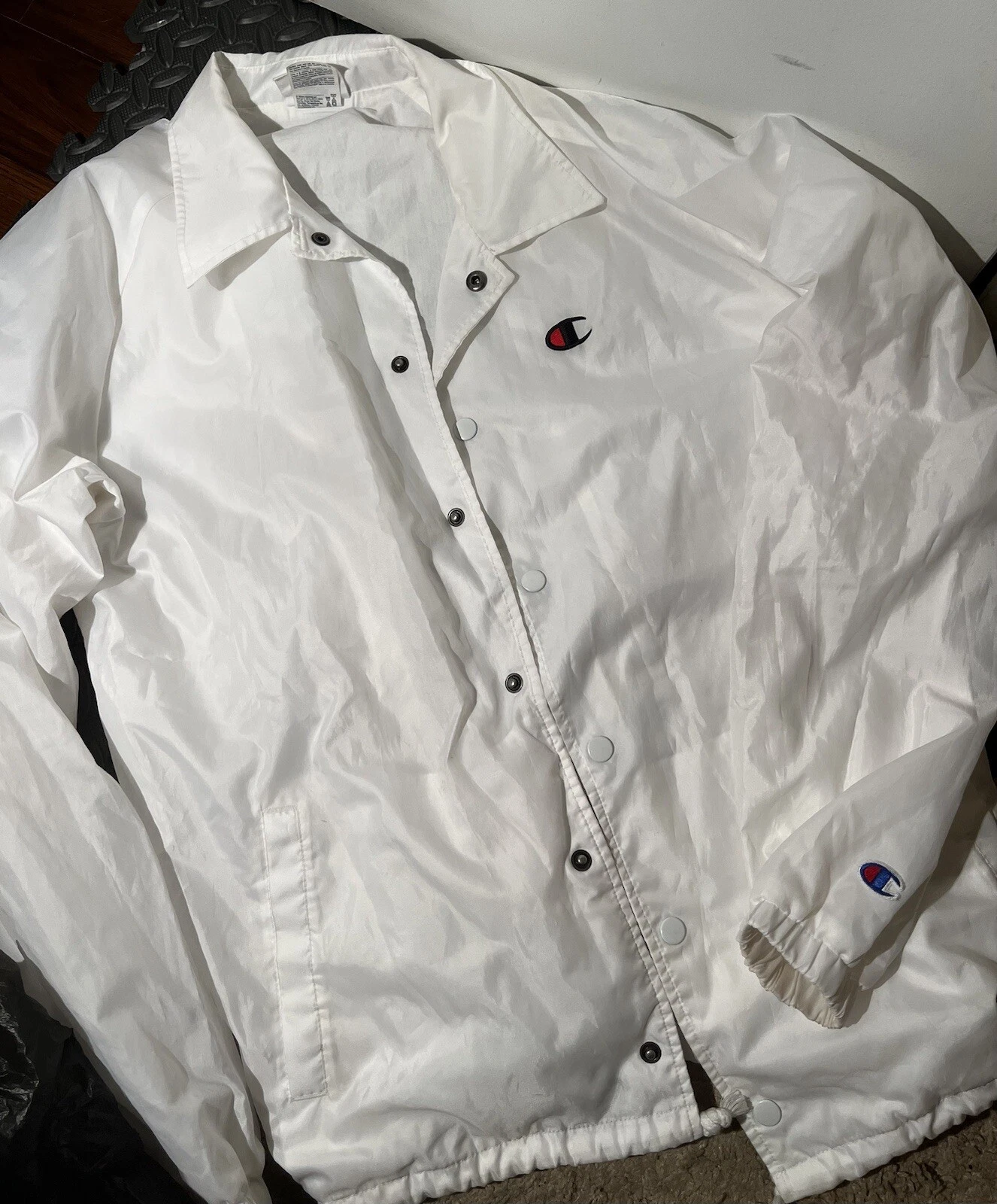 JOLIE Champion Satin Coach Field Veste Taille L Homme Blanc