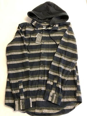 Original Use Button Down Shirt Mens Small New Removeable Hood Urban Flannel