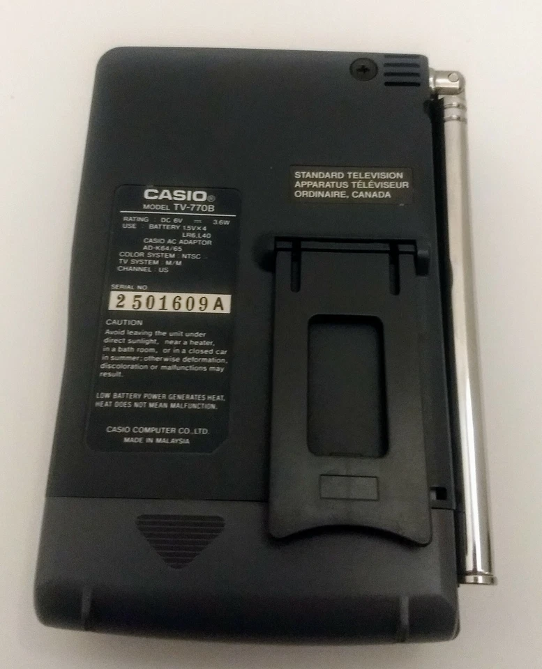 Casio Crystal vision portable color TV-770 2" LCD Television  - Image 3 of 4