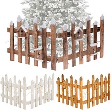 Rustic Wooden Snow Fence 30 LED Lights Christmas Xmas Tree Skirt Stand Cover NEW