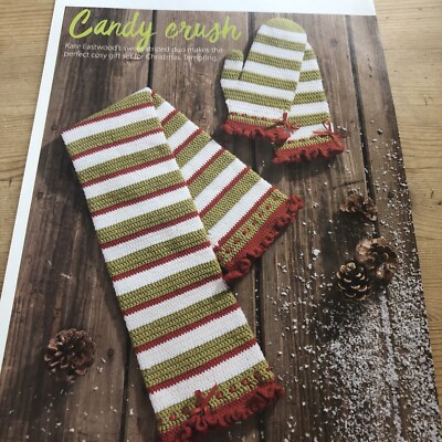 Candy Streifen Schal & Fäustlinge Häkelanleitung DK