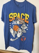Space Jam Bugs Bunny T-Shirt Blue Size Medium Warner Brothers Looney Tunes