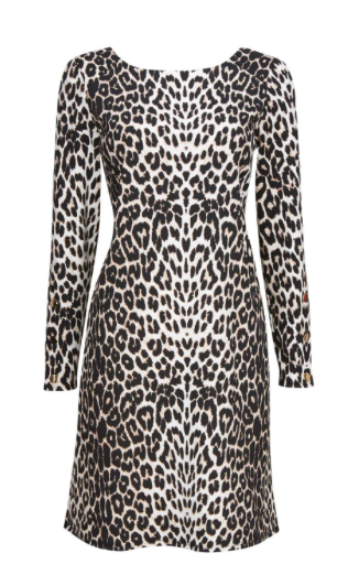 NEW Wallis Leopard Print Long Sleeve Shift Dress 8/10